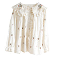 Floral Embroidered Cotton Lace Blouse