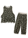 Cute Polka Dot Vest + Crop Pants Set