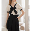 Elegant Bow Front Top + Pleated A Skirt