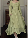 Big Ruffled Hem Green Fairy Dress