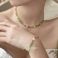 Colorful Flower Beads Choker + Bracelet