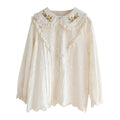 Embroidered Collar Cotton Lace Blouse