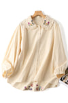 Floral Embroidered Collar Loose Blouse