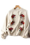 Cute 3D Floral Embroidered Cardigan