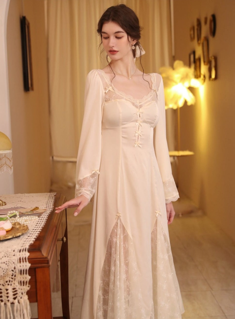 Silky Satin Lace Patchwork Nightgown– The Cottagecore