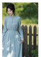 Vintage Linen Lace Stand Collar Dress