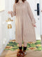 Embroidered Collar Button Up Dress