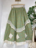 Prairie Farmcore Floral Skirt With Lace Trim