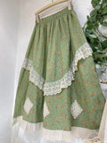 Prairie Farmcore Floral Skirt With Lace Trim