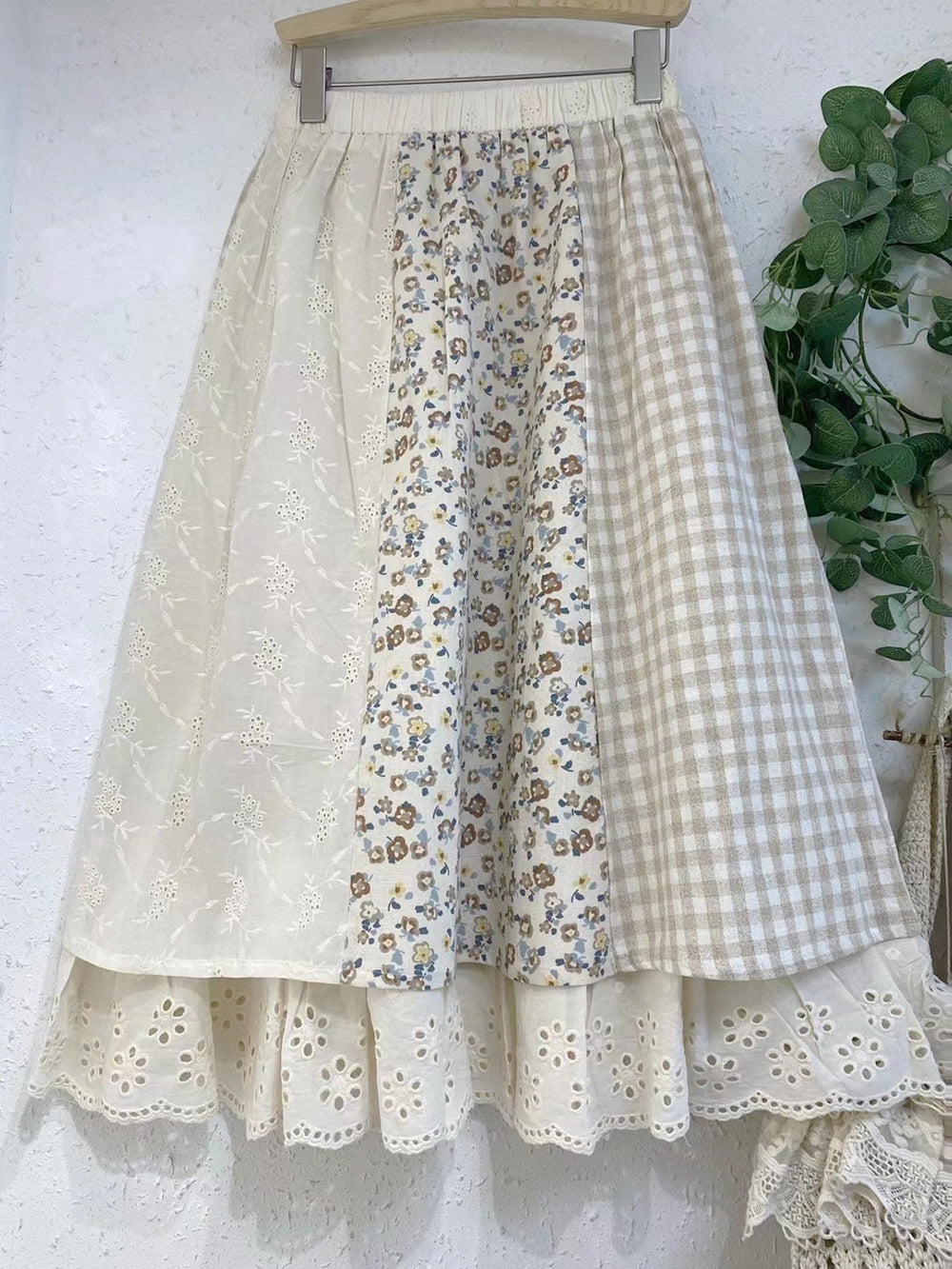 Prairie Farmcore Floral Skirt With Lace Trim