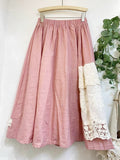 Lace Layered Patchwork Linen Skirt