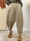 Solid Color Linen Basic Crop Pants