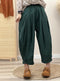 Solid Color Linen Basic Crop Pants