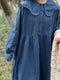 Big Collar Denim Midi Dress