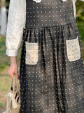 Cute Polka Dot Apron Slit Dress