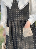 Cute Polka Dot Apron Slit Dress