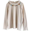 Embroidered Lace Collar Shirt