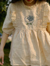 Cute Loose Fit Embroidered Linen Top