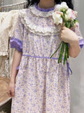 Prairie Lace Trim Floral Dress