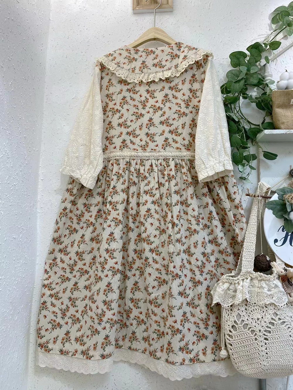 Farmcore Cotton Floral Dress With Drawstring– The Cottagecore