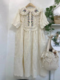 Embroidered Lace Cotton Short Sleeve Dress
