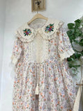 Embroidered Lace Collar Floral Dress