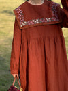 100% Linen Quality Embroidered Collar Dress