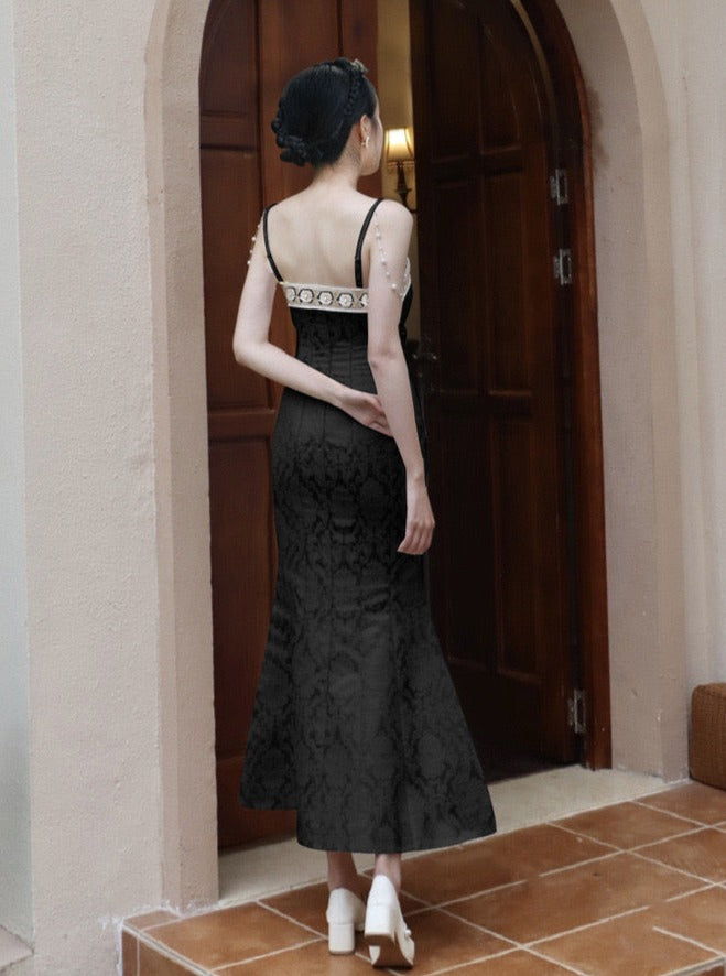 Beaded Jacquard Slip Bodycon Dress The Cottagecore