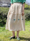 Linen Floral Embroidered A Skirt