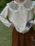 Floral Collar Wool Cardigan