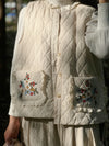 Embroidered Pockets Quilted Vest