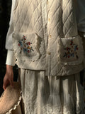Embroidered Pockets Quilted Vest