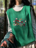 Forest Green Embroidered Knitted Waistcoat