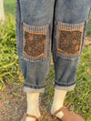 Patchwork Pockets Denim Crop Pants