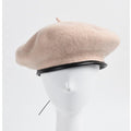 Retrocore Wool Beret Hat With Leather Binding