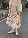 Cute Double Layered Linen Polka Dot Skirt