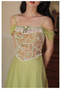 Vintage Off Shoulder High Waist Dress