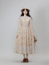 Vintage Lace Collar Corduroy Floral Dress