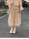 Cute Double Layered Linen Polka Dot Skirt