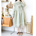 Quality Cotton Embroidered Lace Trim Dress
