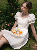 Fairycore Sweet Rose Jacquard Mini Dress