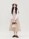 Velvet Top + Floral Corduroy Pinafore Dress