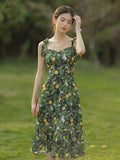 Vintage Floral Print Slip Dress