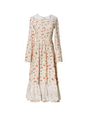 Vintage Lace Collar Corduroy Floral Dress