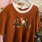 Cute 3D Hand Embroidered Knitted T Shirt