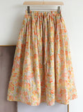 High Quality Ramie Floral Print Skirt